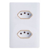 Conjunto Tomada Dupla 10A 4x2 - Novara Branco Gold